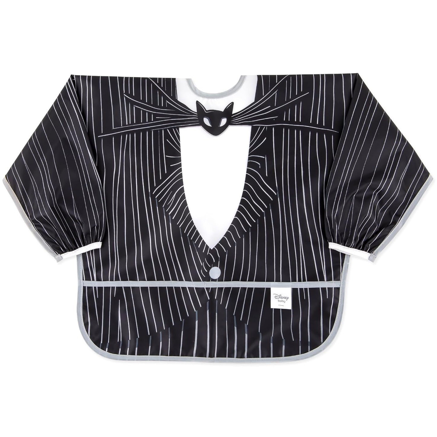 Bumkins Disney Sleeved Bib for Girl or Boy, Baby and Toddler for 6-24 Mos, Essential Must Have for Eating, Feeding, Baby Led Weaning Supplies, Long Sleeve Mess Saving Food Catcher, Jack Skellington