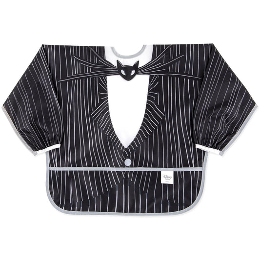 Bumkins Disney Sleeved Bib for Girl or Boy, Baby and Toddler for 6-24 Mos, Essential Must Have for Eating, Feeding, Baby Led Weaning Supplies, Long Sleeve Mess Saving Food Catcher, Jack Skellington