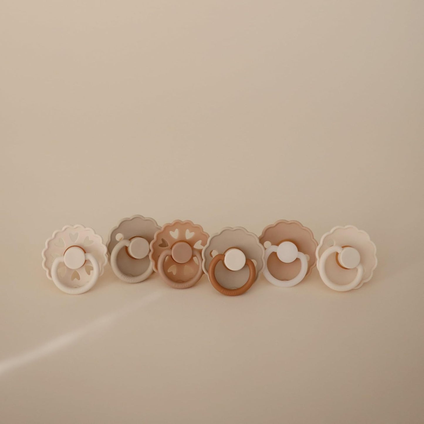 FRIGG SilkySoft Silicone Baby Pacifier 6-Pack Cinnamon Charm | Made in Denmark | BPA-Free (6-18 Months)