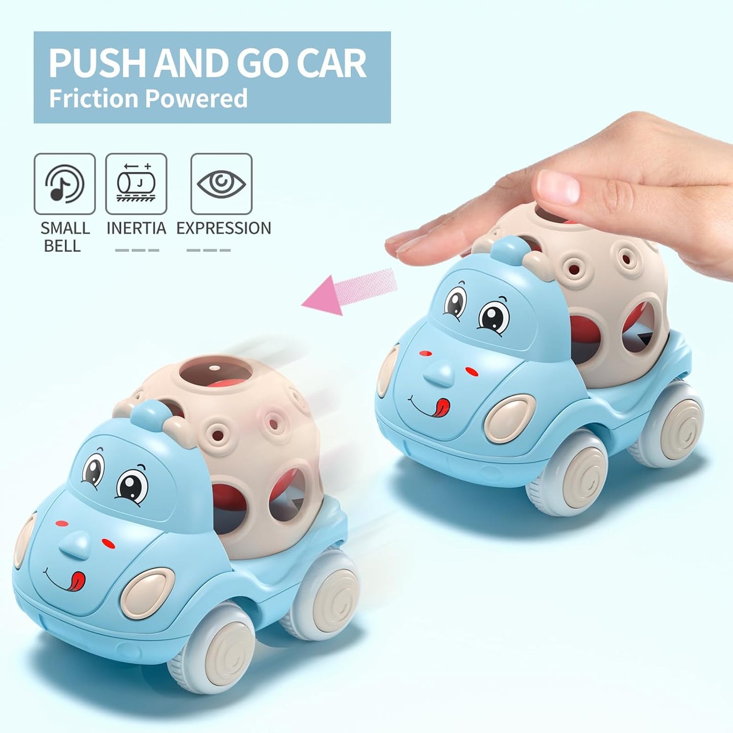 Toy Cars for Toddler Girl Push and Go Rattle Car, Toddlers Push Cars Play Car Toys, Rattles Noisy Cars Trucks Active Girl Toys Brithday