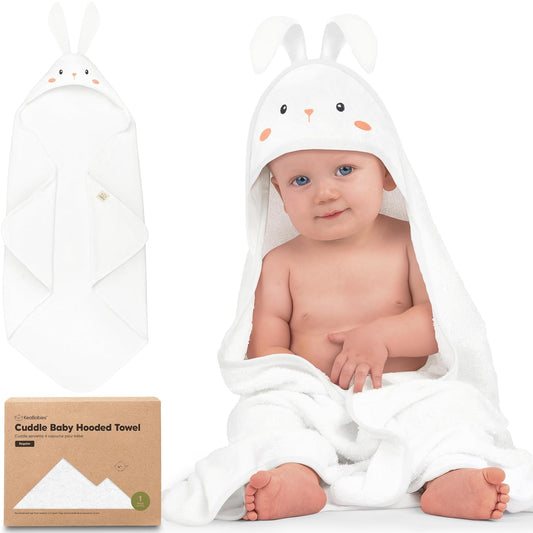 KeaBabies Hooded Baby Towel for Newborn - Viscose Derived from Bamboo Large Baby Bath Towels with Hood for Boys, Girls, Toddler, Extra Absorbent & Soft Newborn Bath Essentials (Bunny, Regular)