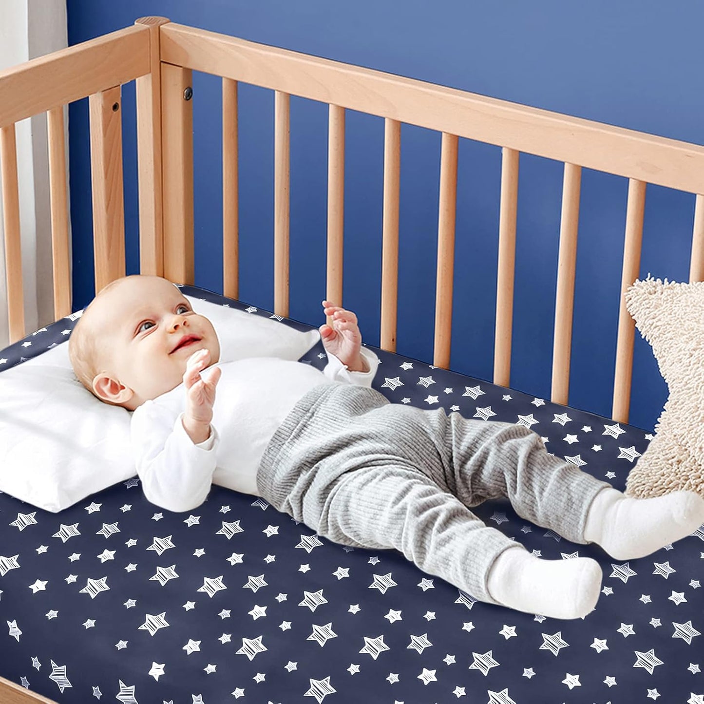 Crib Sheets 4 Pack, Fitted Crib Sheets for Standard Size Crib and Toddler Mattresses, Soft and Breathable Baby Gift Set