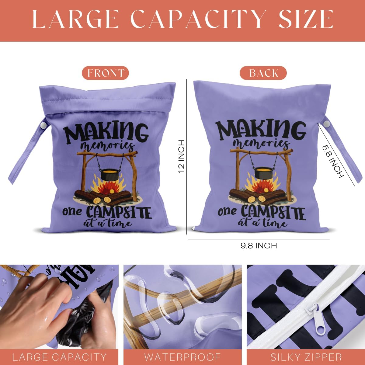 4 Pack Camping Gifts Wet Bag Waterproof Reusable Wet Dry Bag for Swimsuit Diaper Travel Beach Pool Toiletries Funny Novelty Gifts for Campers Camping Accessories for Rv Campers Mom Birthday Christmas