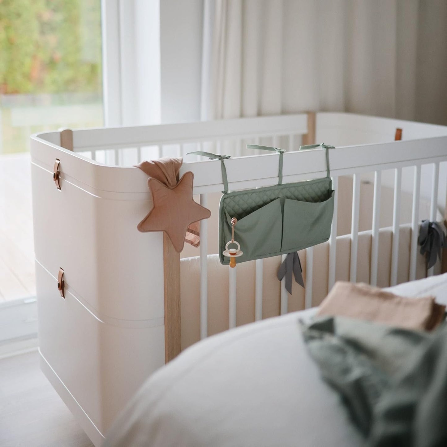 FRIGG Rope Natural Rubber Baby Pacifier | Made in Denmark | BPA-Free (Honey Gold/Portobello, 0-6 Months)