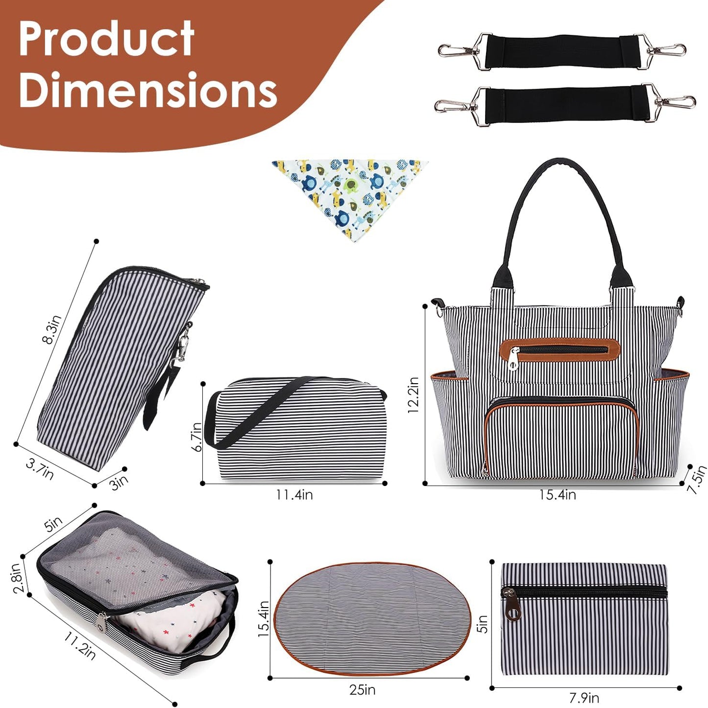 5PCS Baby Diaper Bag Set, Large Baby Doll Diaper Backpack