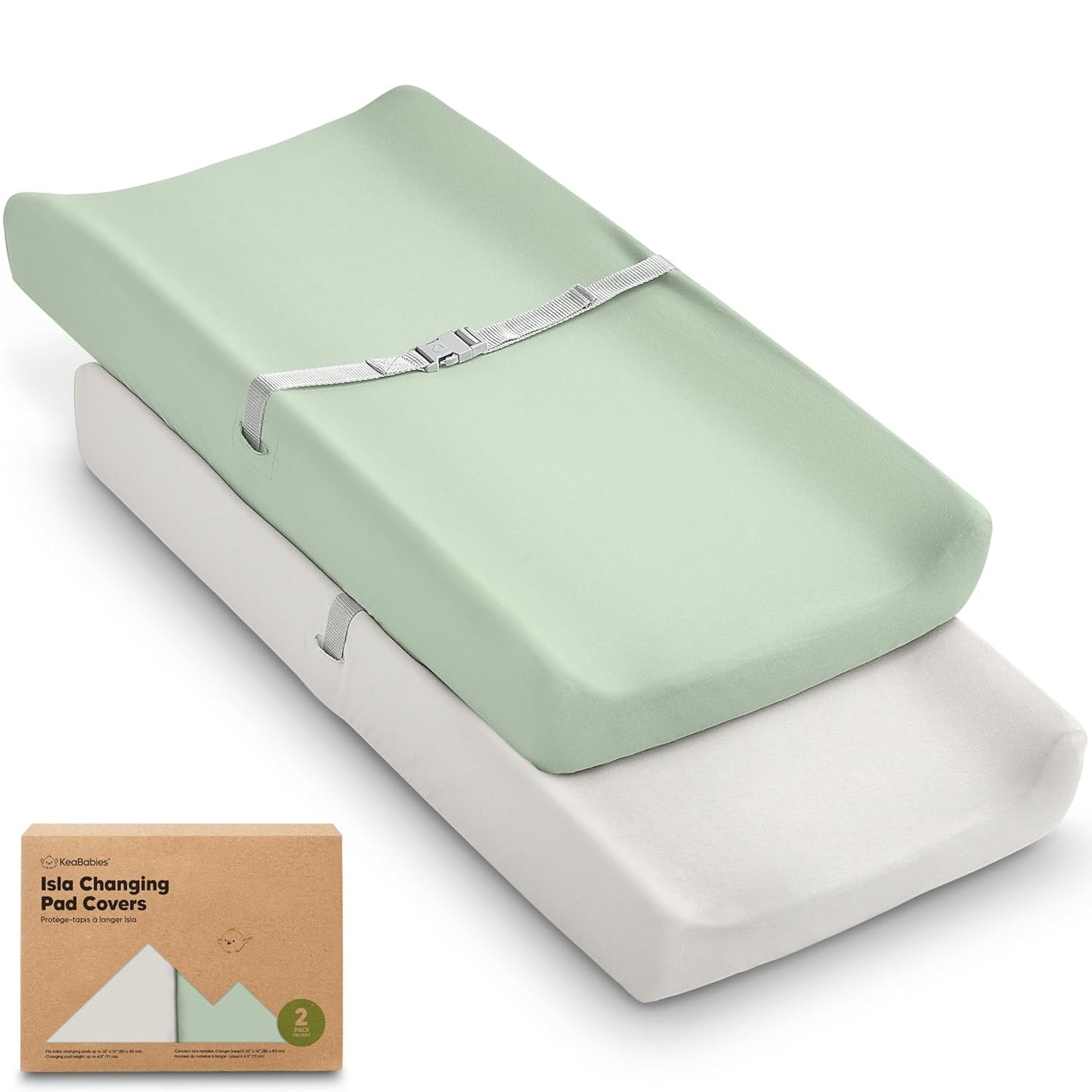 2-Pack Baby Changing Pad Cover for Girl, Boy - 32x16 Soft Viscose Derived from Bamboo Baby Diaper Changing Table Pad Cover Sheets, Neutral, Snug Fit Nursery Diaper Change Sheets (Sage)