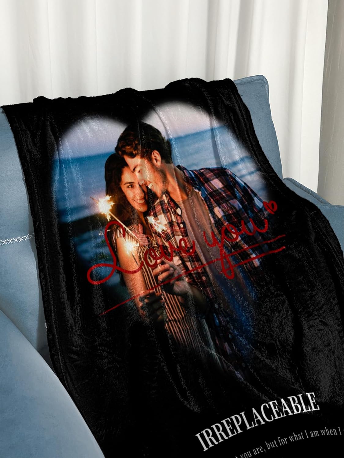 Personalized Blanket with Photos Text Custom Blanket Thows with Picture Customizable Photo Blankets Valentine's Day Gifts for Couple Girlfriend Boyfriend Wife Husband, 60 * 80in