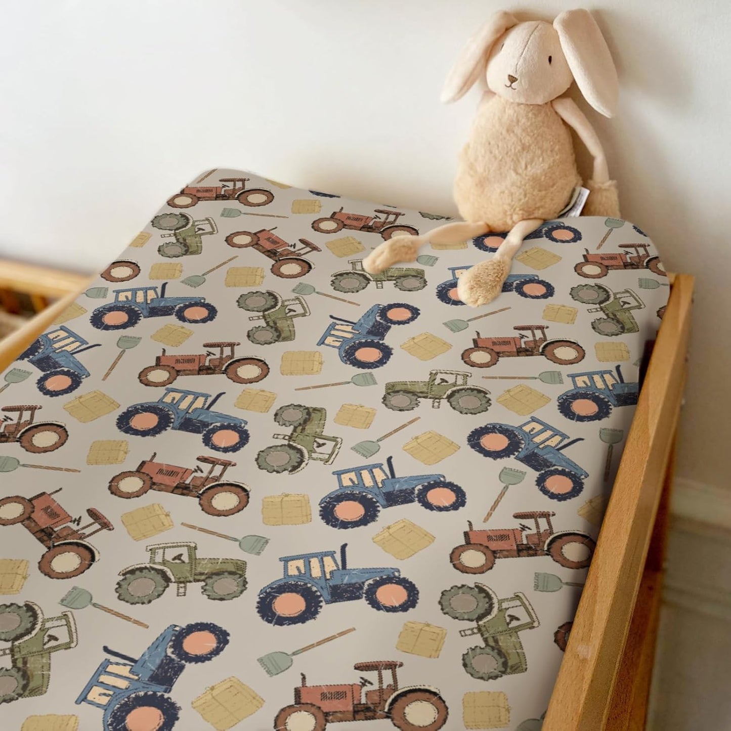 Vintage Tractors Changing Pad Covers for Baby Girls Boys Farm Tractor Harvest Fitted Change Table Pad Mats Farmhouse Trucks Vehicle Soft Diaper Change Table Cover Sheets for 32''×16'' Contoured Pad