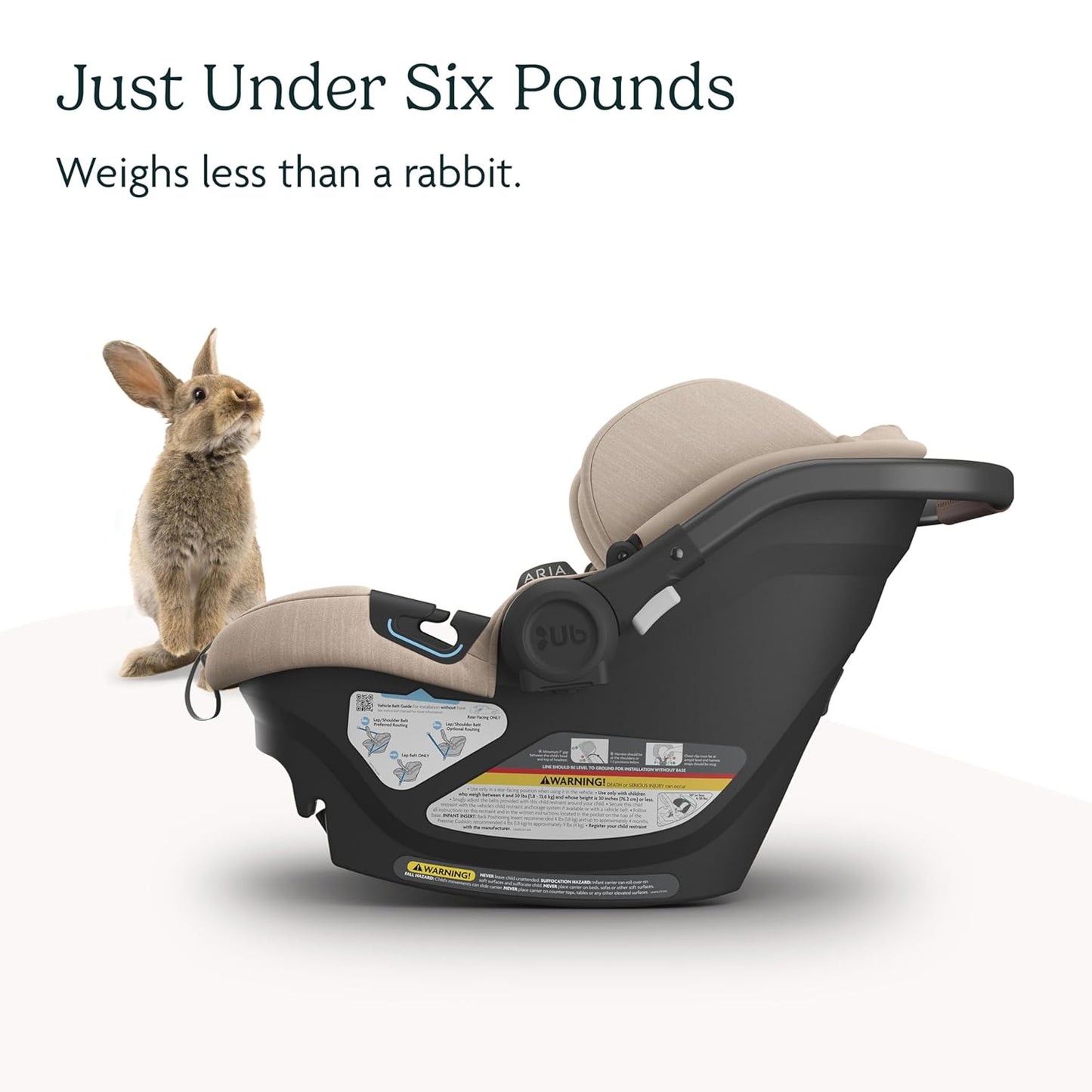 UPPAbaby Aria Lightweight Infant Car Seat/Just Under 6 lbs for Easy Portability/Base with Load Leg + Infant Insert Included/Direct Stroller Attachment/Declan (Oat Mélange/Chestnut Leather)