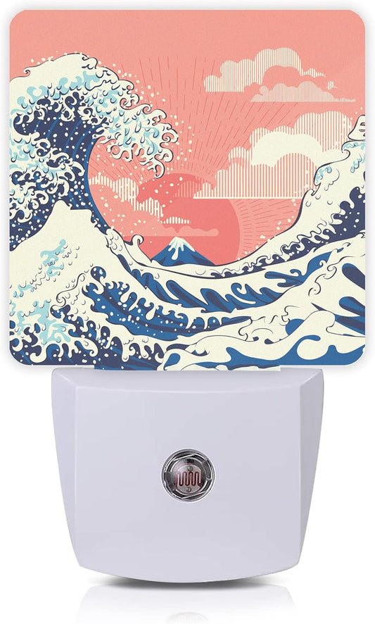 Waves Night Light,Great Waves Plug into Wall Night Lights 0.5W Sleep Friendly for Boys Girls Led Night Light Dusk to Dawn Sensor Nightlight for Stairway/Hallway/Kitchen