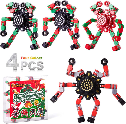 Christmas Fidget Toys Transformable Fidget Spinners for Kids and Adults, Stress Relief Sensory Toys for Boys and Girls Fingertip Gyros for ADHD Autism for Kids Birthday Gifts