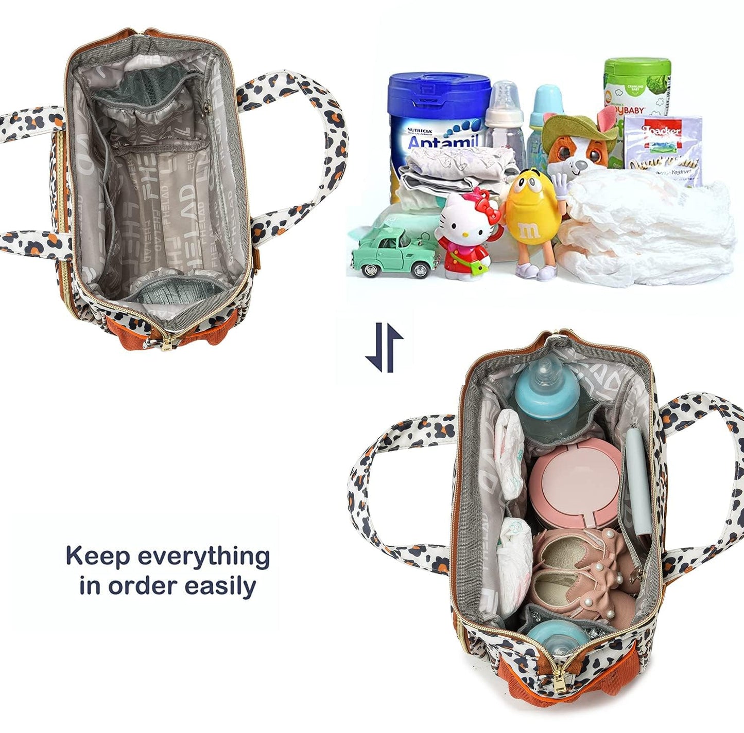 Small Diaper Backpack, Leopard Print Insulated Diaper Bag, Multiple Pockets Stroller Accessory, Comfortable Handle for Moms, Stylish Pañaleras para Bebe, Perfect Baby Carrier Bag