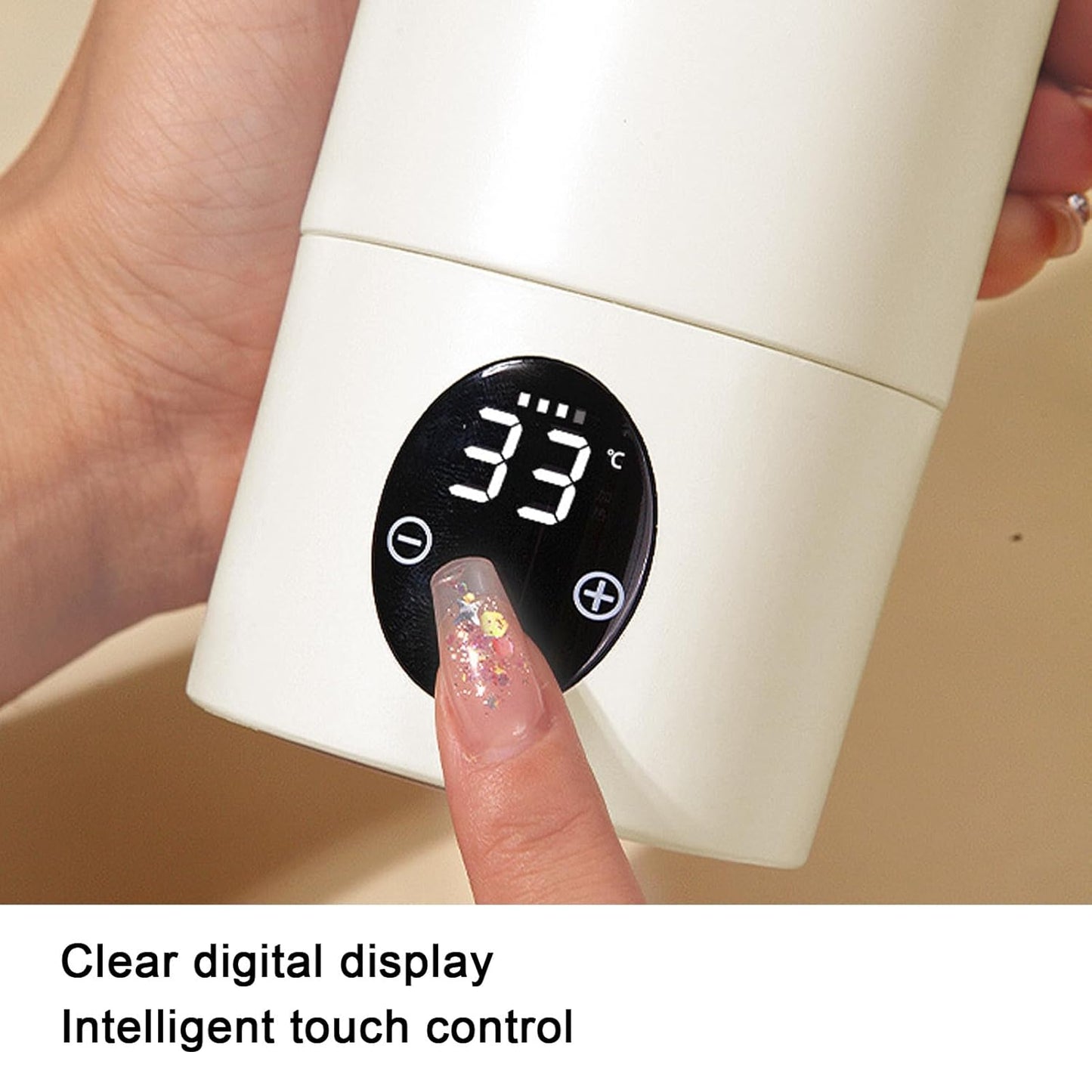 Portable Bottle Warmer, Bottle Warmer, Portable Milk Warmer for Travel, Quickly Heats Water, 37-50°C, Adjustable Capacity 300ml, Travel Bottle Warmer