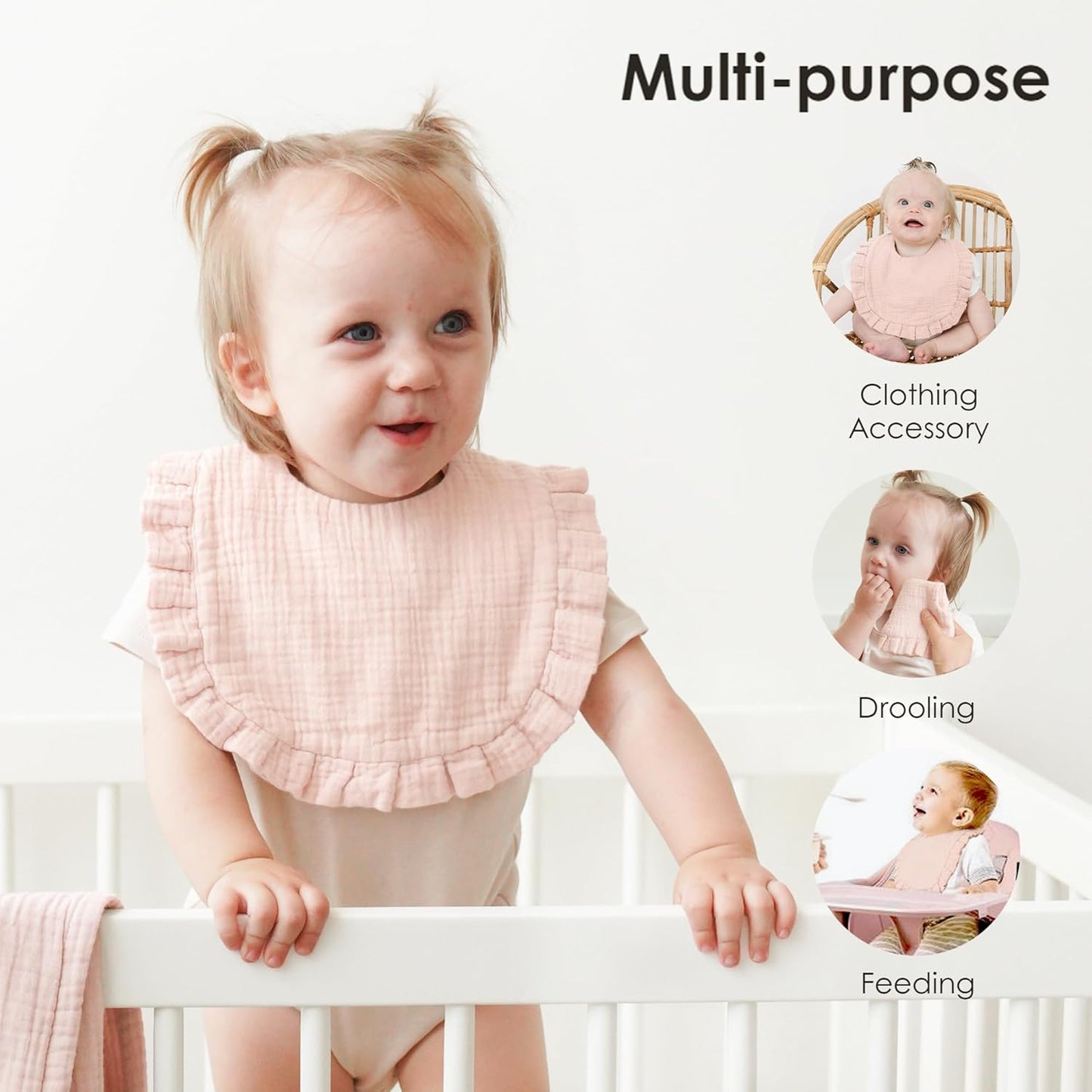 8-Pack Muslin Baby Bandana Drool Bibs for Unisex Girls & Boys – 100% Cotton Bibs, Soft & Absorbent Teething and Drooling Essentials for Newborns