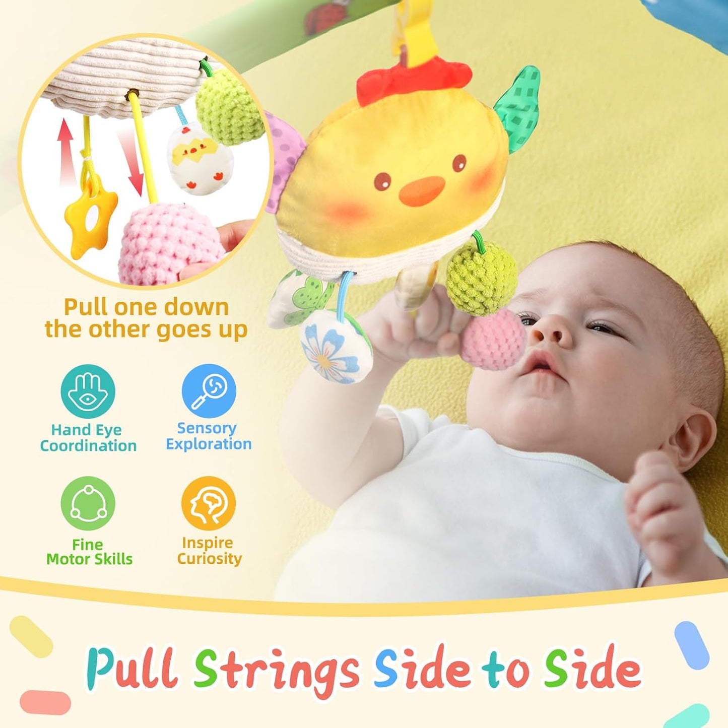 Stroller Toys for Babies 6-12 Months, Car Seat Toys for Babies 0-6 Months Boys Girls, Rattle Mirror Crib Carseat Hanging Toy for 3-6 Month, Newborn Gifts for Baby