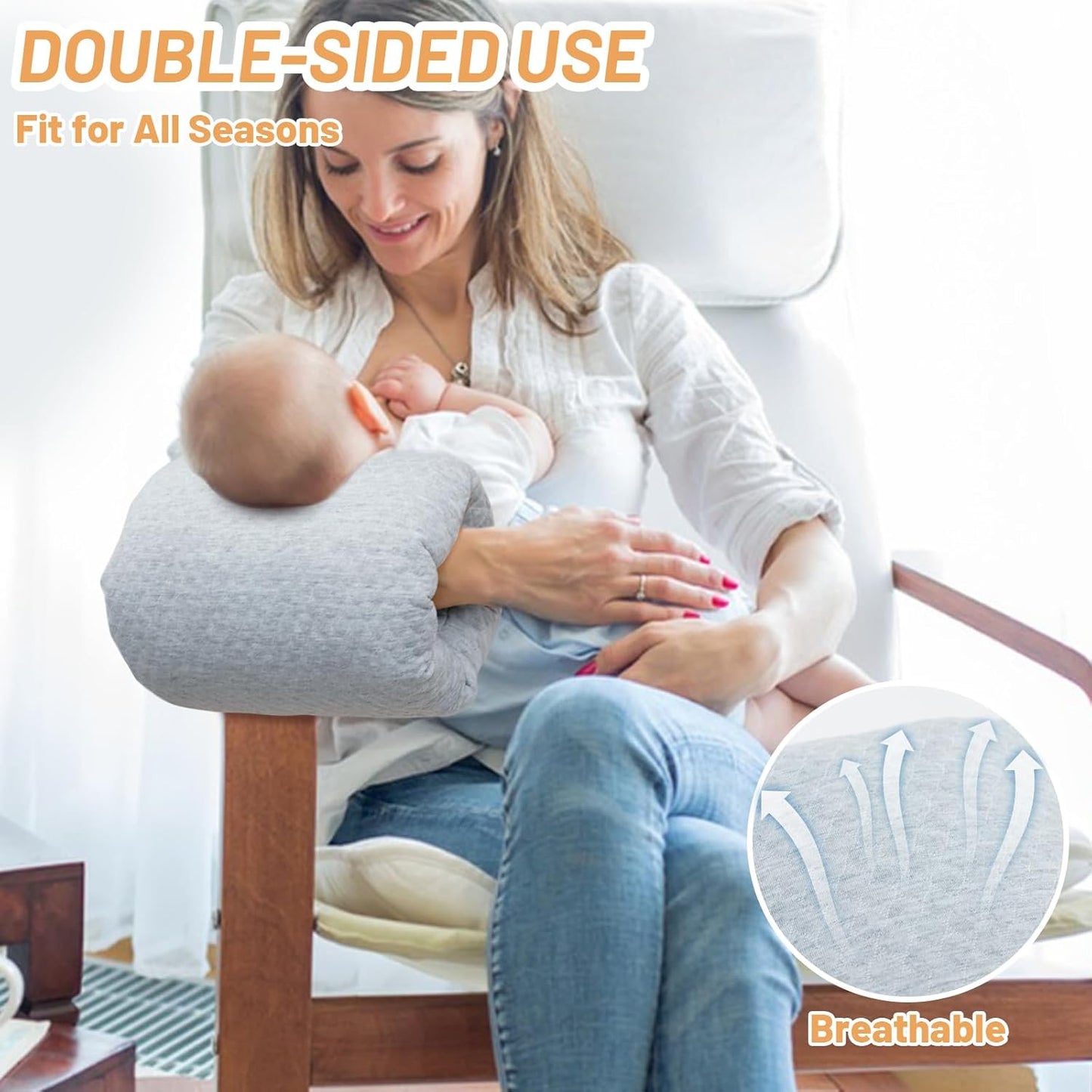 KAKIBLIN Baby Feeding Arm Pillow,Baby Nursing Arm Breastfeeding Pillows Support for Newborn Mom and Babies,Portable and Washable,Ergonomic Nursing Essentials, Travel Pillows for Newborn (Dark Gray)