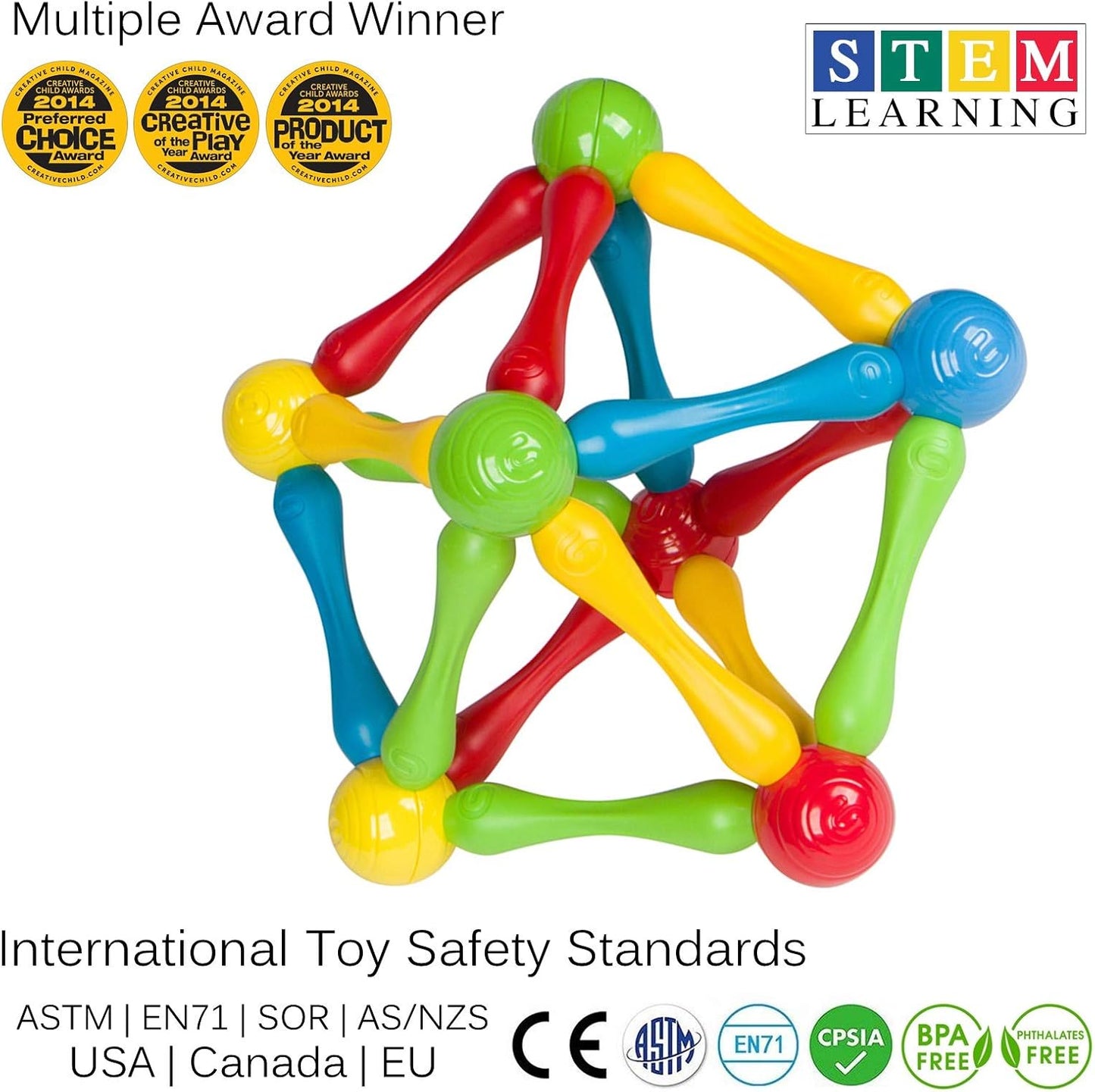 Goobi 40 Piece Construction Set Large Building Blocks Developmental Play Magnetic Sticks STEM Learning Colors Creativity Imagination 3D Puzzle Educational Toys for Ages 1 2 3 Year Toddlers Preschool