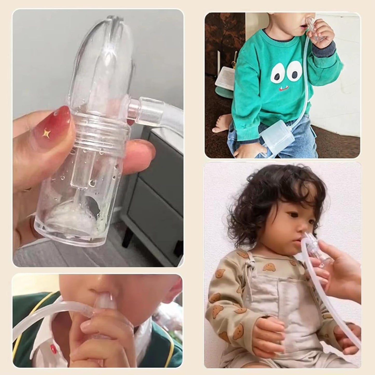 Nasal Aspirator for Baby, Baby Snot Sucker, Nose Sucker with Upgraded Hand Pump and Non-Invasive Tip to Clear Clogged Passages and Boogers (Clear, Standard)