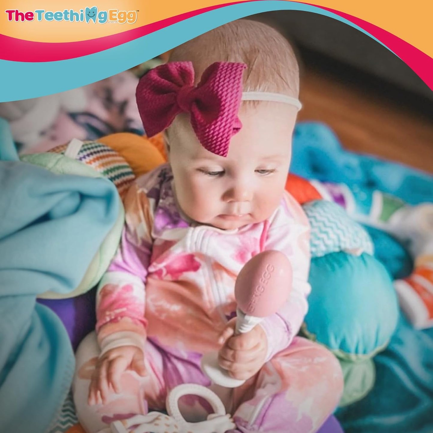 The Teething Egg and Grippie Stick - Baby Development Teething Toys 3, 4, 6, 12 Up to 18 Months Old Boy or Girl, Sensory Toys, A Baby Registry Must Have Teether, Lavender