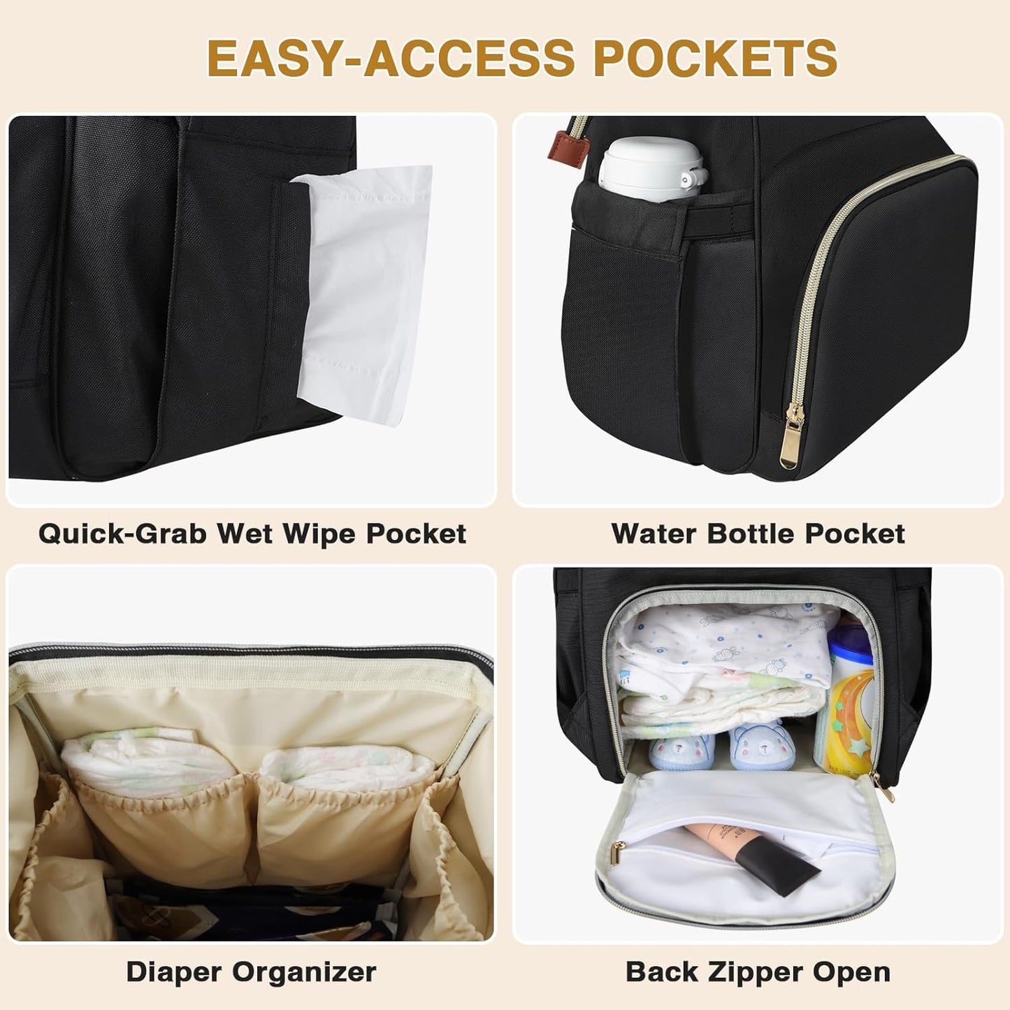 Diaper Bag Backpack, Multi-Function Baby Boys and Girls Bag, Travel Waterproof Diaper Backpack Tote Bag, Baby Registry Search & Shower Gifts-Essentials Baby Backpack for Mom/Dad