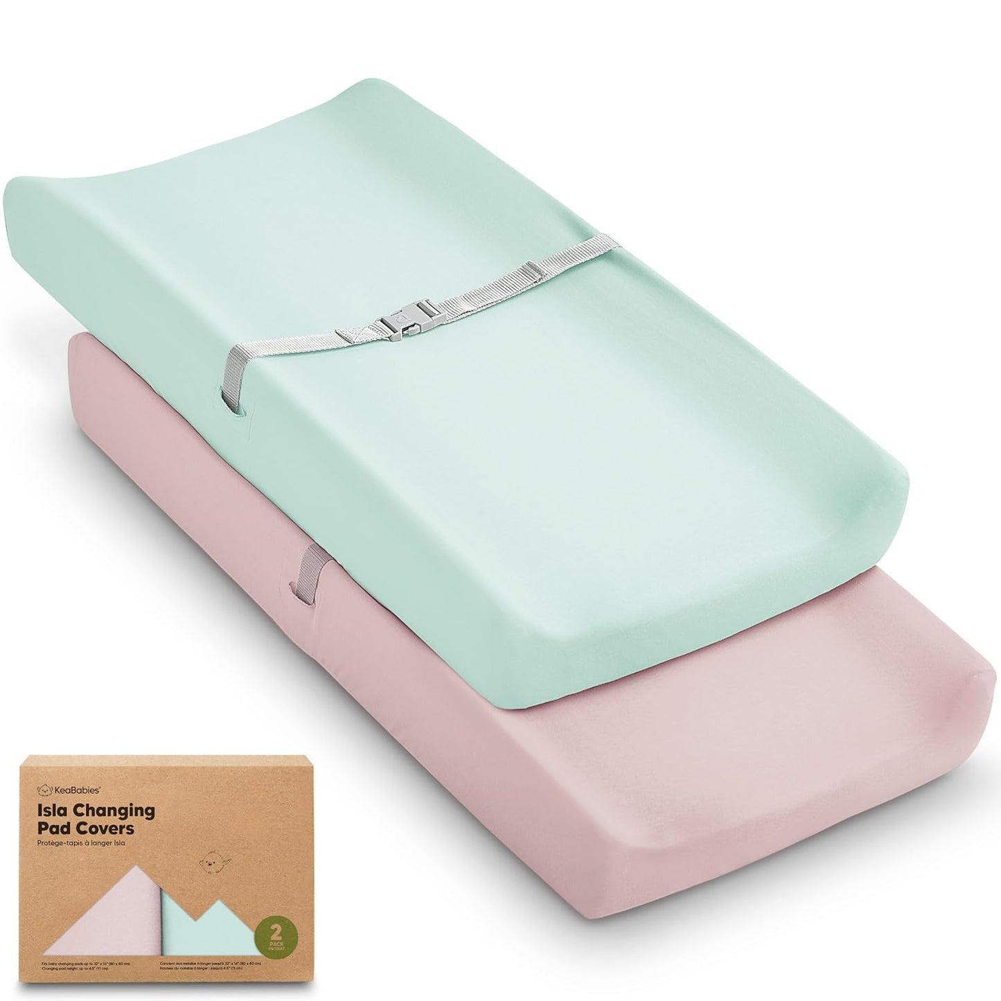 2-Pack Baby Changing Pad Cover for Girl, Boy - 32x16 Soft Viscose Derived from Bamboo Baby Diaper Changing Table Pad Cover Sheets, Neutral, Snug Fit Nursery Diaper Change Sheets (Pastel)