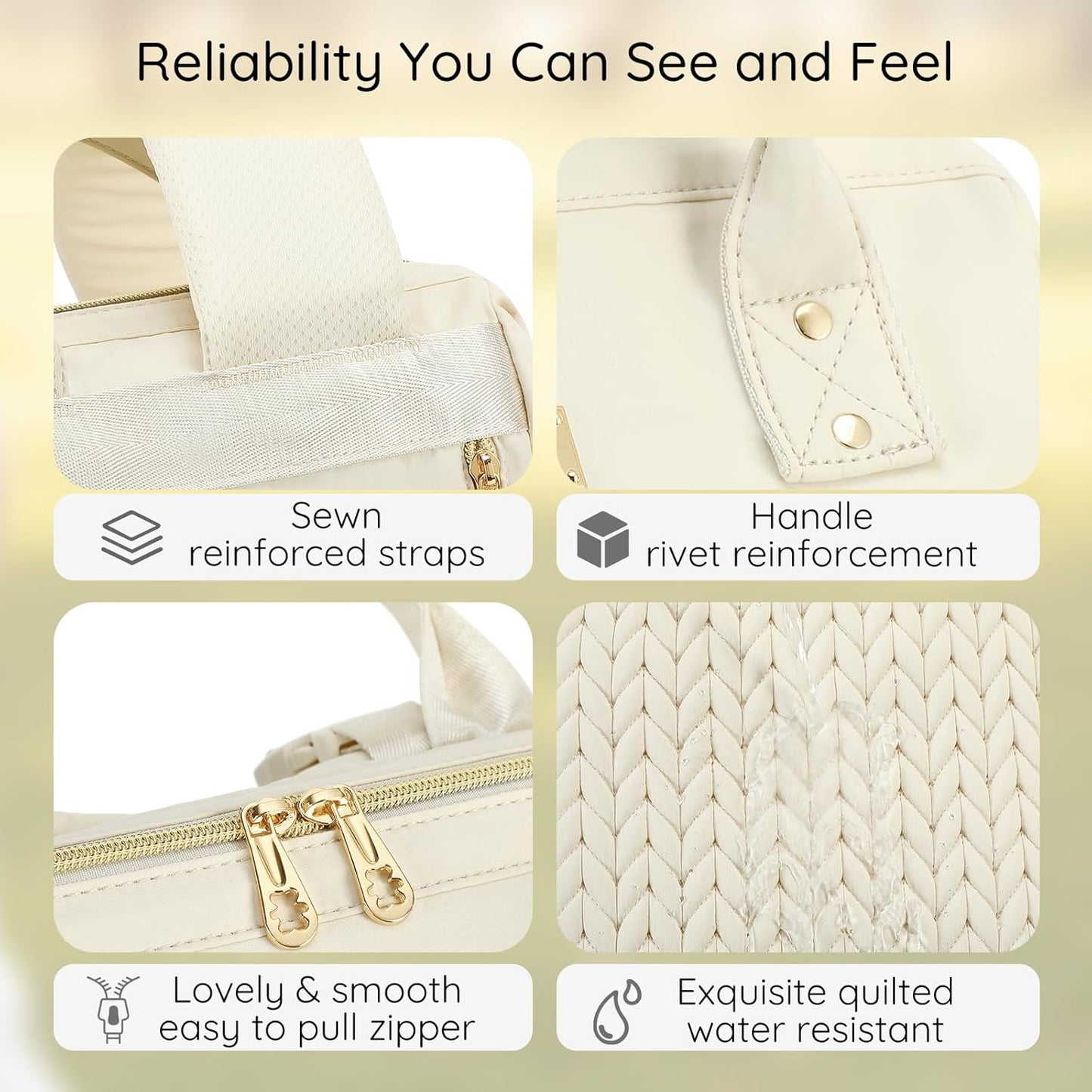 AIJIEKE Diaper Bag, Large Wide-Open Baby Diaper Backpack, Multi-functional Baby Travel Tote Bag, Diaper Bag with Changing Pad, Diaper Bags for Mom & Maternity (Beige)