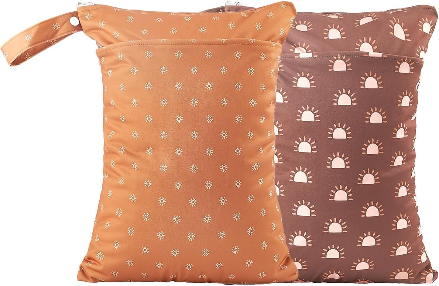 Wet Dry Bags with Two Zippered Pockets and Handle, Reusable Storage Bag for Breast Pump Parts & Baby Items, Waterproof Diaper Bags, Yoga Gym Bag for Swimsuits or Wet Clothes-2pcs, 11.8*15.75"