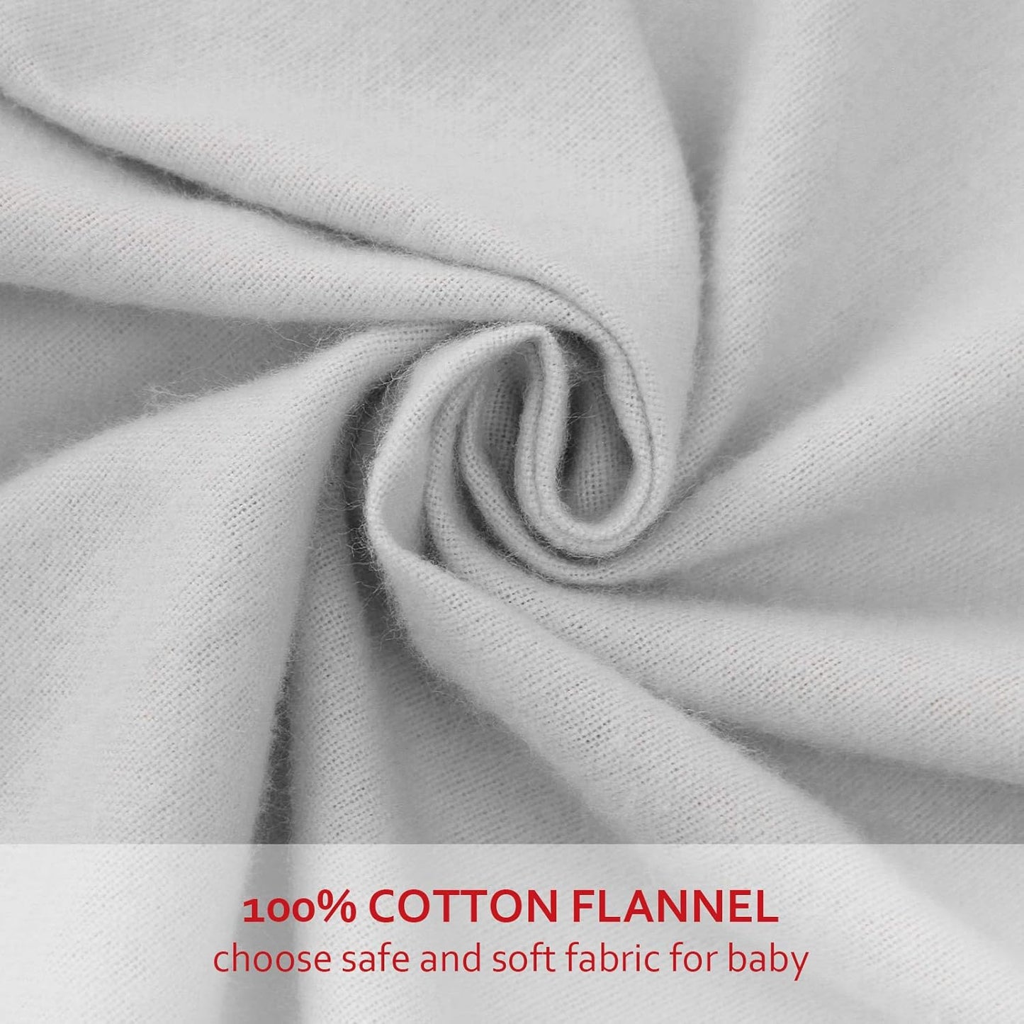 Pack and Play Sheets 2 Pack, 100% Cotton Flannel, Fitted Portable Mini Crib Sheet for Girls Boys, Ultra Soft Breathable Convertible Playard Mattress Cover Warm, Grey&Pink