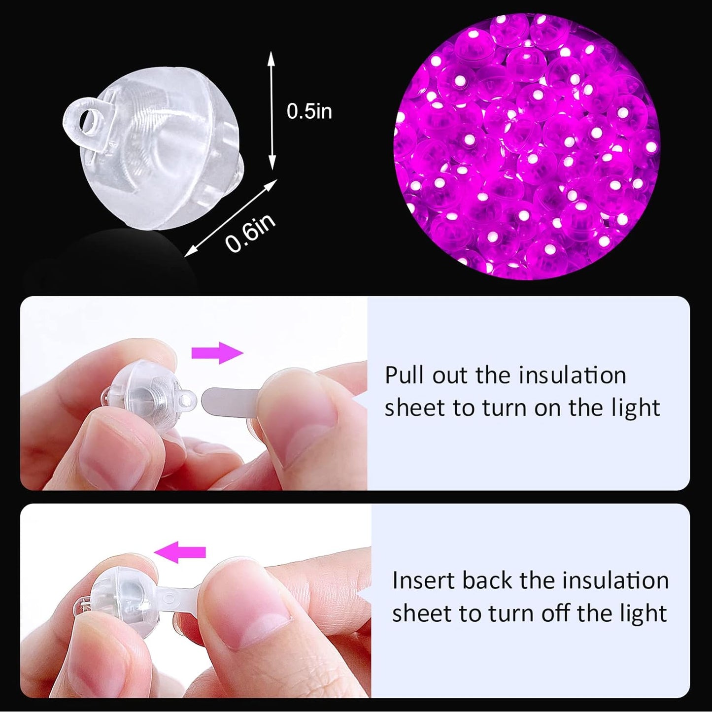 ZGWJ 100PCs Mini Led Lights,Flash Led Balloons Light up Balloons for Party Decorations Neon Party Lights for Paper Lantern Easter Eggs Birthday Party Wedding Halloween Christmas Decoration, Pink