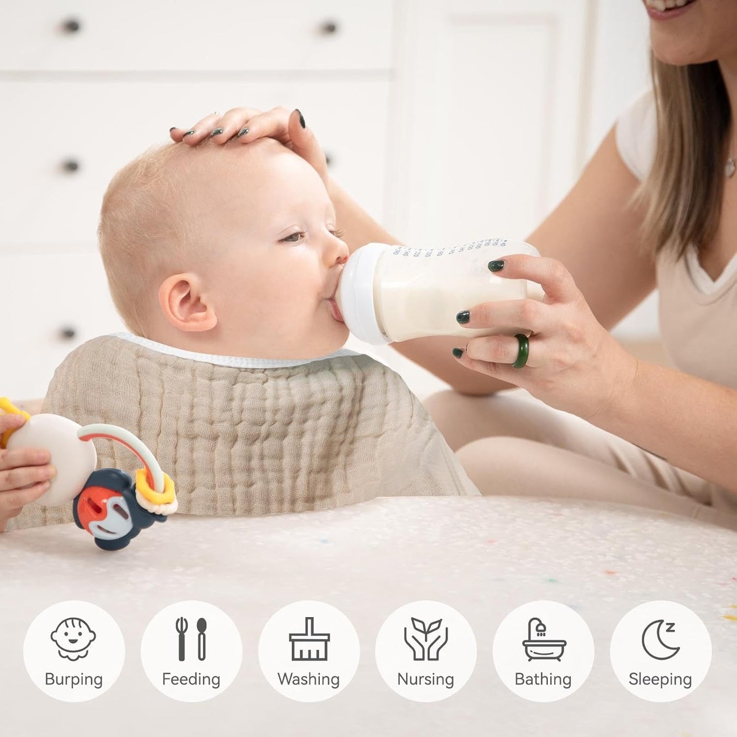 Synrroe Burp Cloths Large, Muslin Burp Cloths for Baby Girls and Boys, Pack of 4 Extra Absorbent and Soft Muslin, 6 Layers 20 by 10 Inches 100% Cotton (Brown-Green 4 Pack)