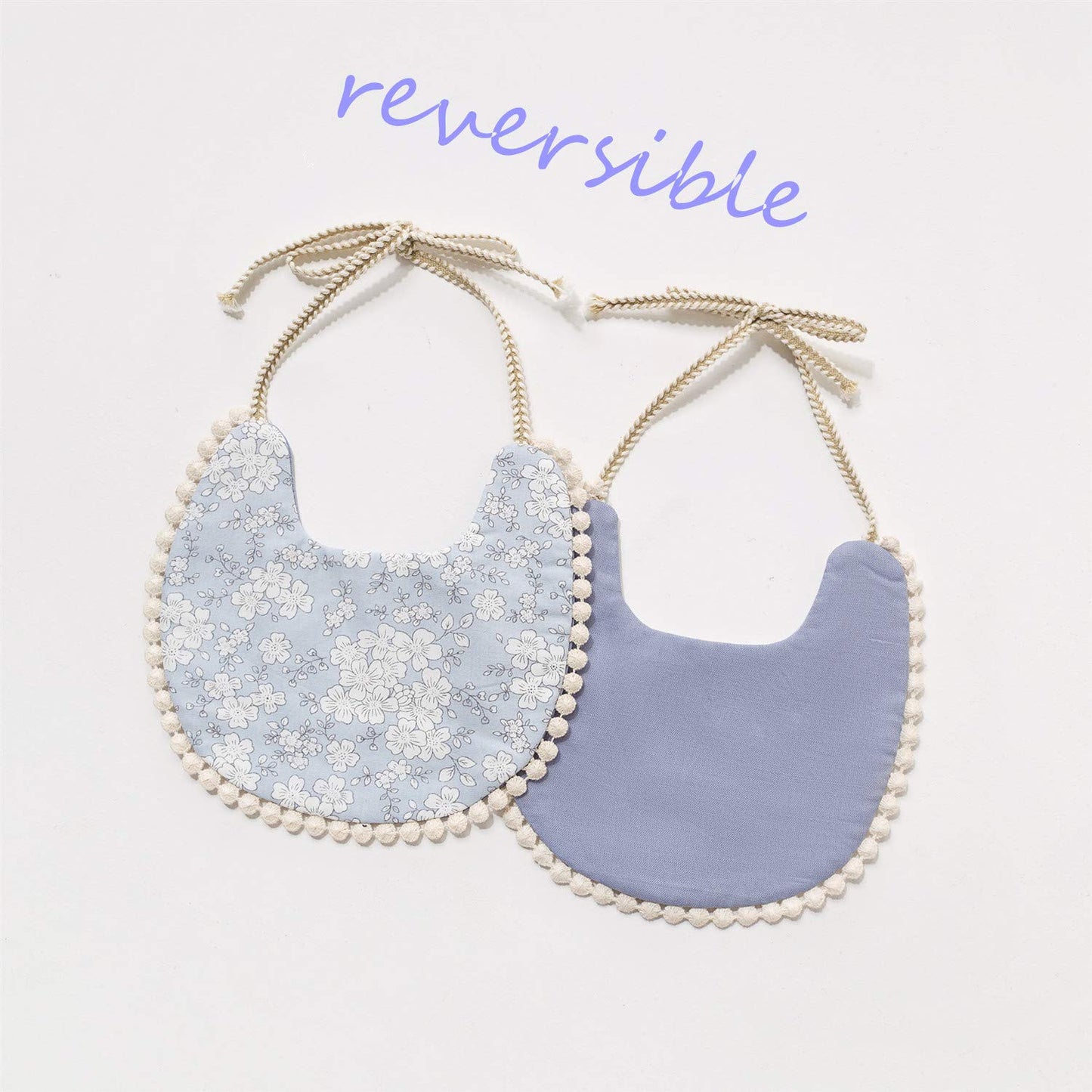 GZMM Baby Bib for Girls,Reversible Waterproof Handmade Natural Cotton Baby Drool Bib 0-12 Months 3 Pack