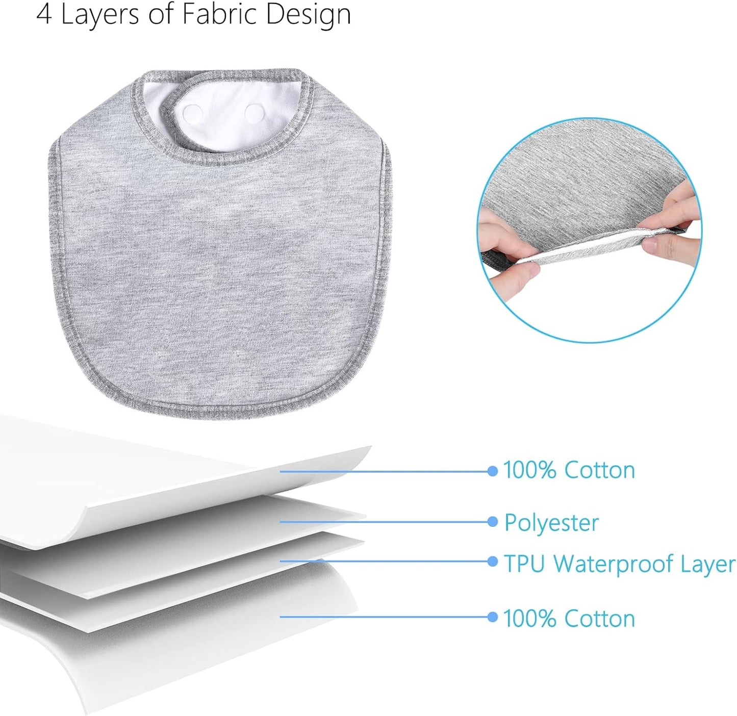 Hakochia Waterproof Baby Bibs Organic Cotton Super Soft and Absorbent With Adjustable Snap for Baby Boys and Girls