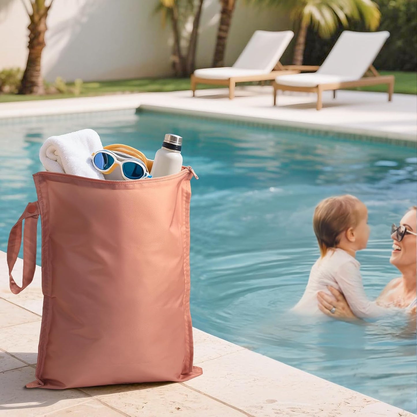 Wet Dry Bags Water Resistant - 2 Pack Reusable Waterproof Wet Dry Bag for Swimsuits & Baby Clothes - Leakproof Storage Pouch Bag for Travel & Baby Diaper - Travel Laundry Daycare Bags