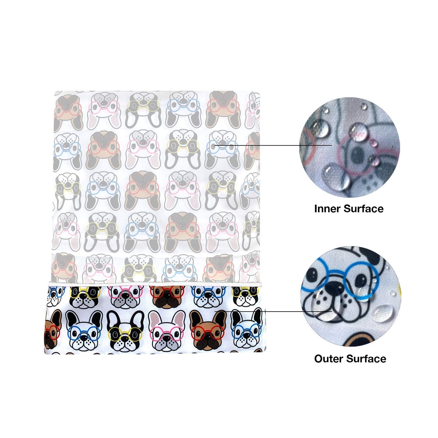 FLOCK THREE 4pcs Waterproof Wet Bag Reusable for Wet Clothes Baby Diapers Stroller Swimsuit Travel Reusable toiletries Pouch Small and Larger Electronics case 4 Pack (Cute Dog)