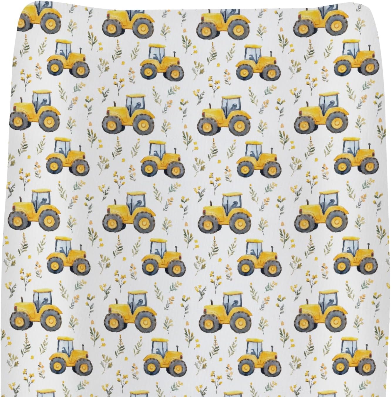 Watercolor Yellow Tractors Baby Changing Pad Covers for Boy Girl Farm Tractors Boho Leaves Fitted Change Table Mats Farm Life Soft Diaper Change Table Cover Sheets for 32''×16'' Contoured Pad