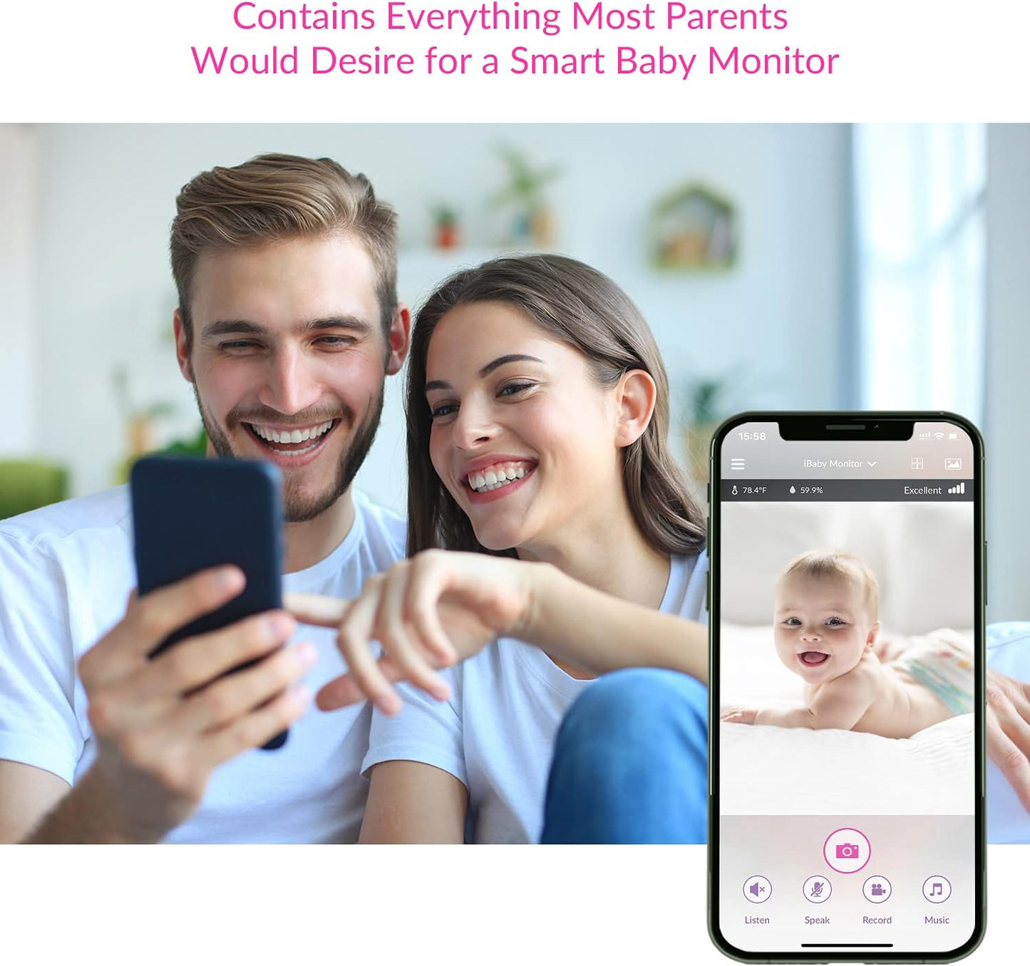 iBaby M8L WiFi Baby Monitor with Camera & Audio: Sleep Tracking, Motion Alerts, Wireless 360º Pan 110º Tilt, Temperature Sensor, 1080PFull HD Video, Night Vision, Support Multi-User on Smartphone APP