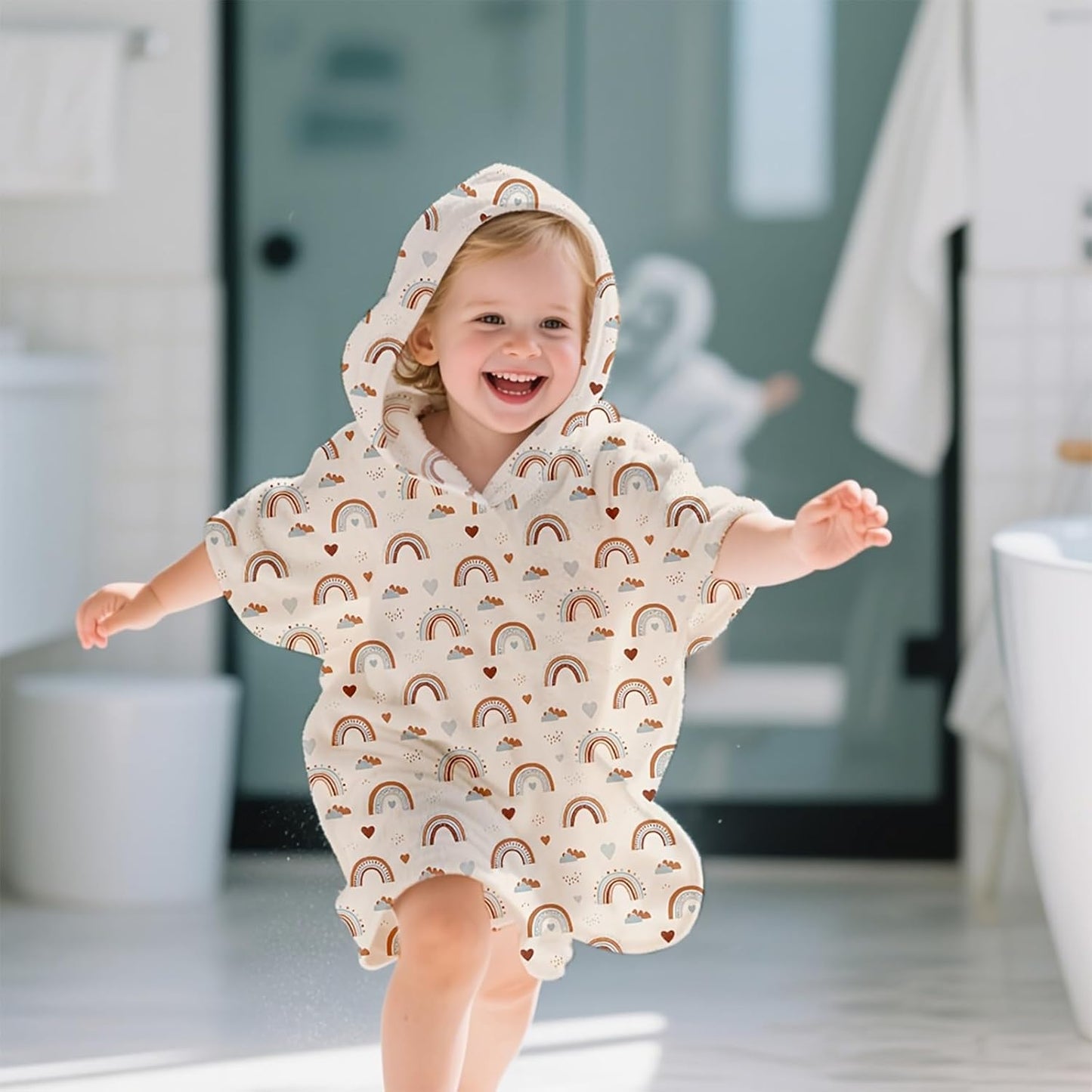 Toddler & Kids Hooded Bath & Beach Towel - Microfiber Wearable Poncho for Bathroom, Pool, Beach