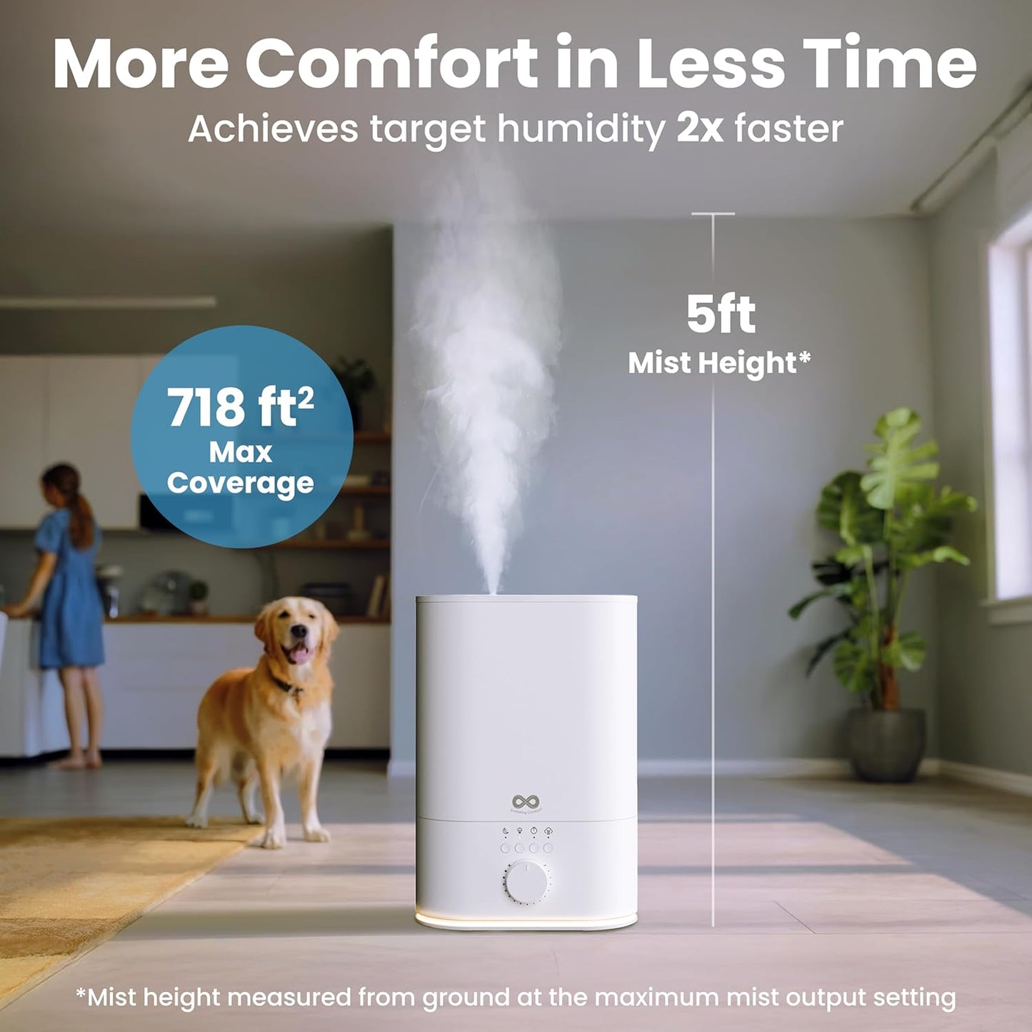 Everlasting Comfort 6L Humidifier Large Room, High Mist Output 50+ HR Runtime Ultrasonic Top Fill Humidifiers for Bedroom, Easy to Use & Clean for Home, Baby Humidifier, Plants, Congestion, Indoor