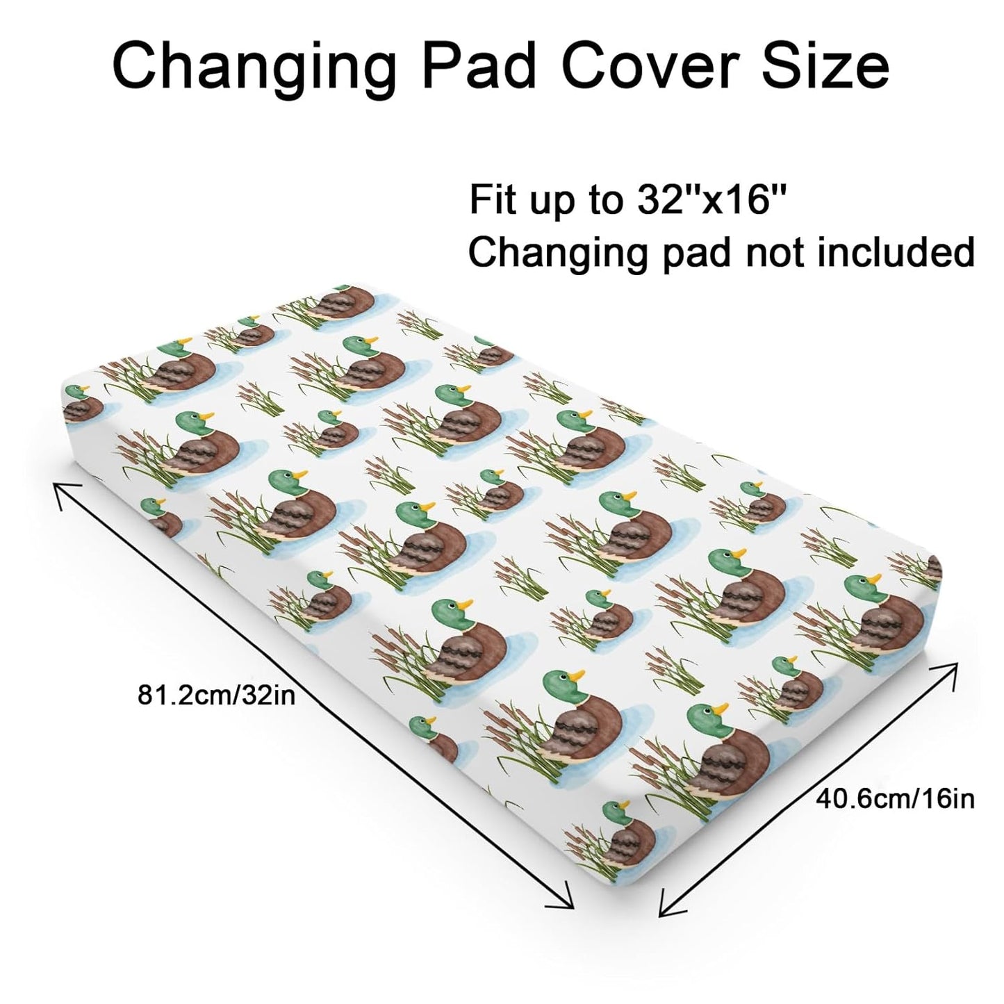 Cartoon Mallard Duck Lake Leaves Changing Pad Covers Duck Hunting Reeds Diaper Changing Pad Covers Sheets for Girl Boy Wild Duck Soft Breathable Stretch Fitted Change Table Pad Mats Covers 32''x16''