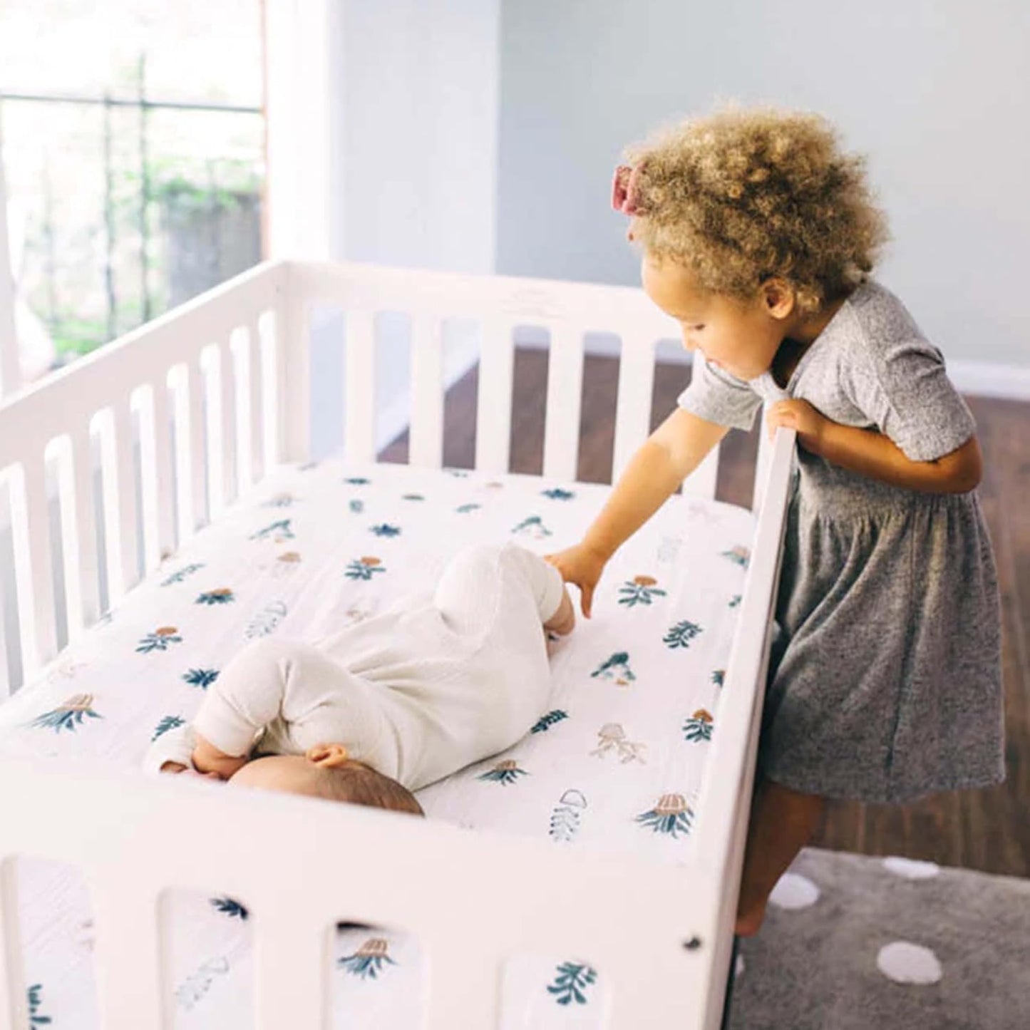 Little Unicorn Premium Crib Sheet | Breathable & Super-Soft Muslin Fabric (Prickle Pots)