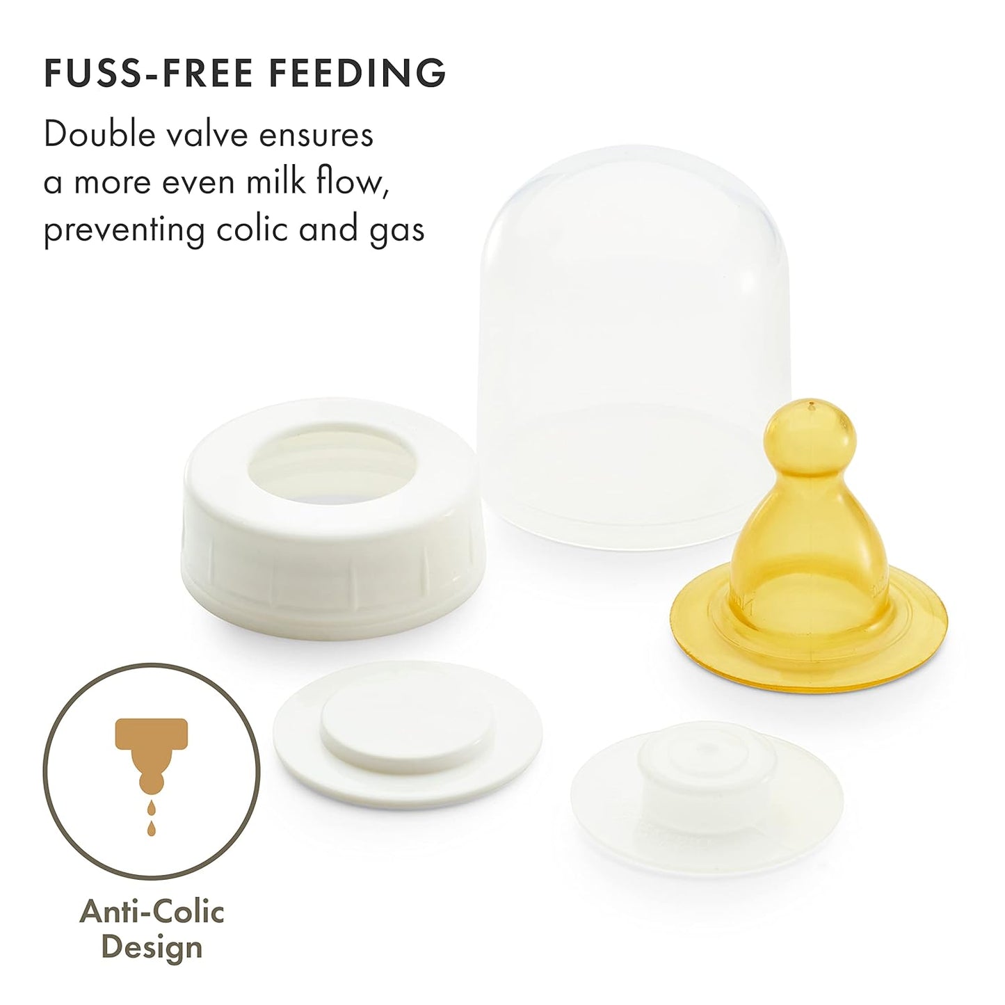 Natursutten Glass Baby Bottles 8 oz and 4 oz - Anti-Colic Baby Bottles for Breastfeeding Babies, Suitable for Boiling and Freezing - Bottles with Natural Rubber, Slow Flow Nipples for Newborn Babies