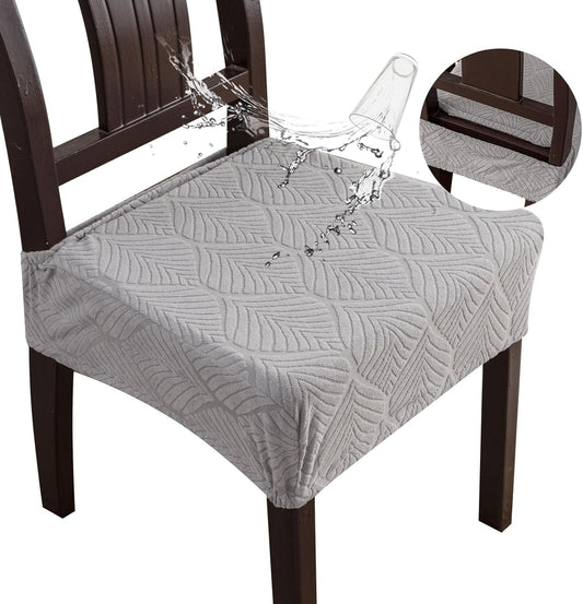 Waterproof Stretch Seat Covers,Dining Room Chair for 6 Set Removable Washable Chair Slipcover Protectors,No Rear Covers,Light Grey
