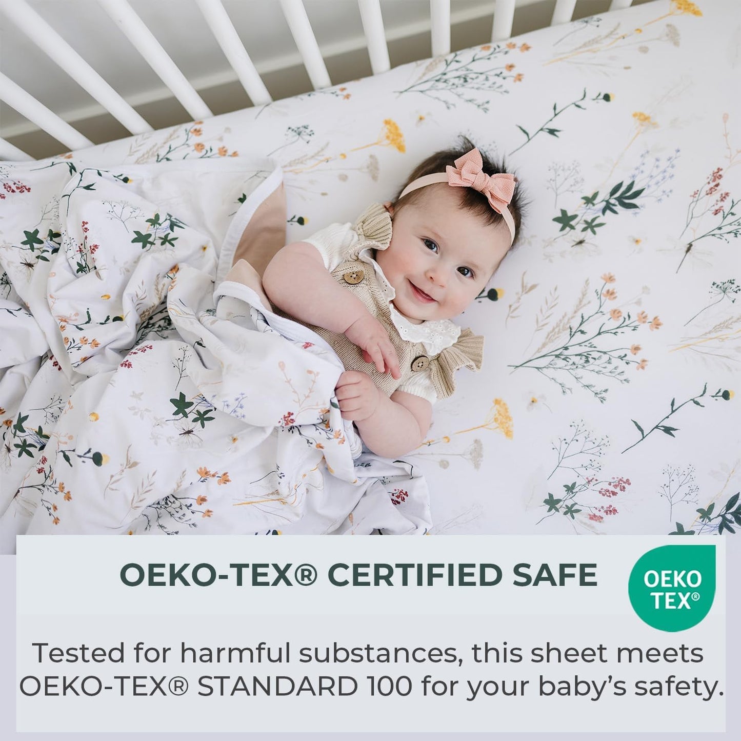 Pobibaby - 2 Pack PremiAum Fitted Baby Girl Crib Sheets for Standard Mattress - Ultra-Soft Jersey Knit, Safe and Snug, and Stylish Floral Crib Sheet (Wildflower)