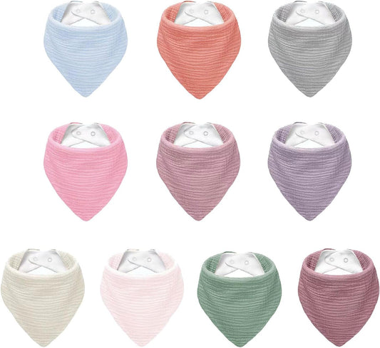 Muslin Baby Bibs,Soft Triangular Baby Bandana Drool Bibs for Baby Boy Girl,Solid Colors Bib for Drooling Teething