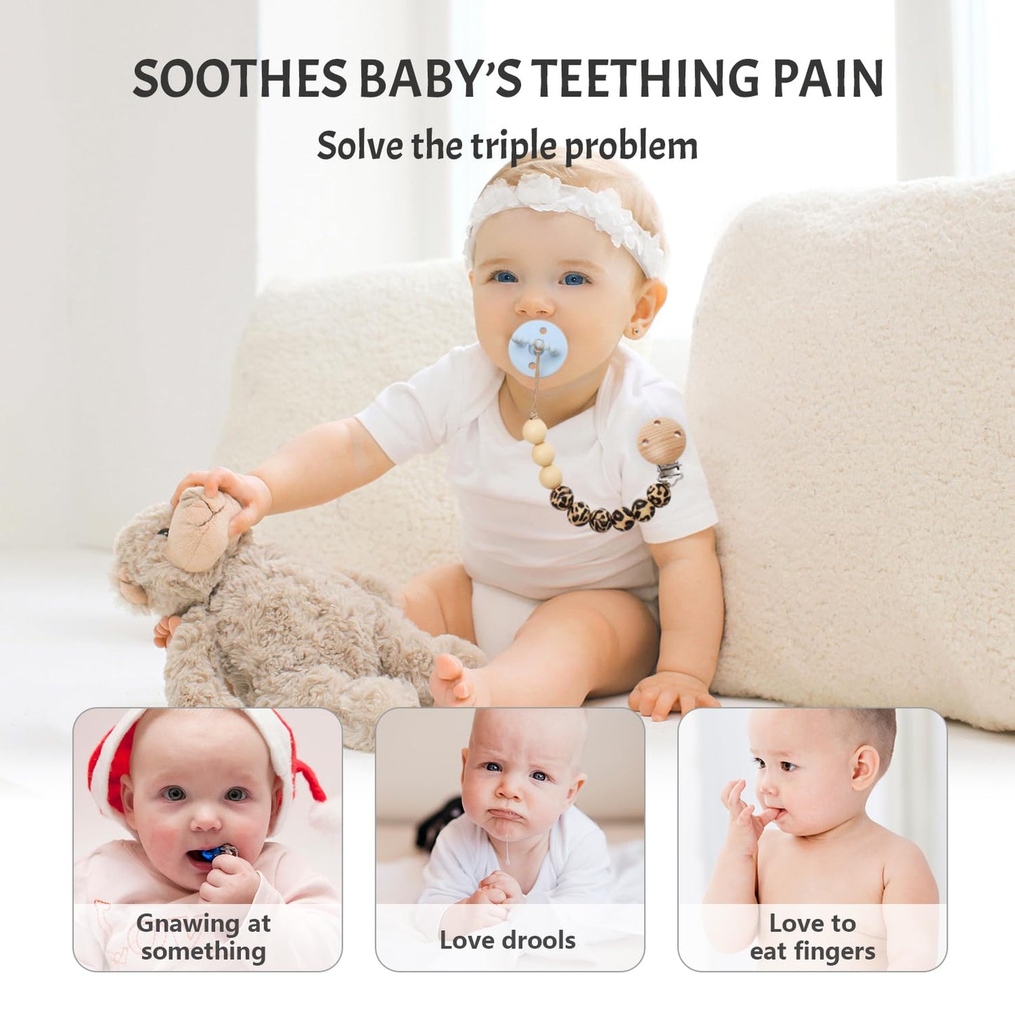 Pacifier Clips, 2PCS Silicone Soother Clips, BPA Free Pacifier Clip Pacifier Holder for Newborn Baby Boy Girl Gifts, Leopard Print