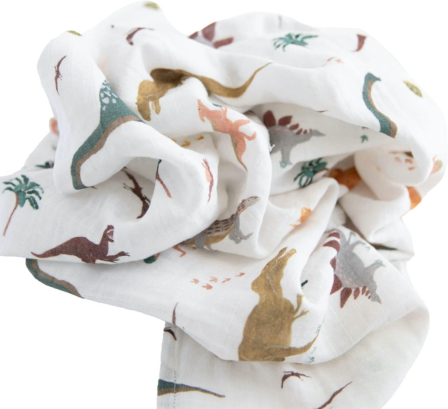 RED ROVR 100% Certified Organic Cotton Muslin Swaddle | Newborn Receiving Blanket | Baby Wrap | Boy, Girl, Unisex | Soft, Lightweight, Breathable | Burping, Nursing, Swaddling | 44" x 44" | Dino Days