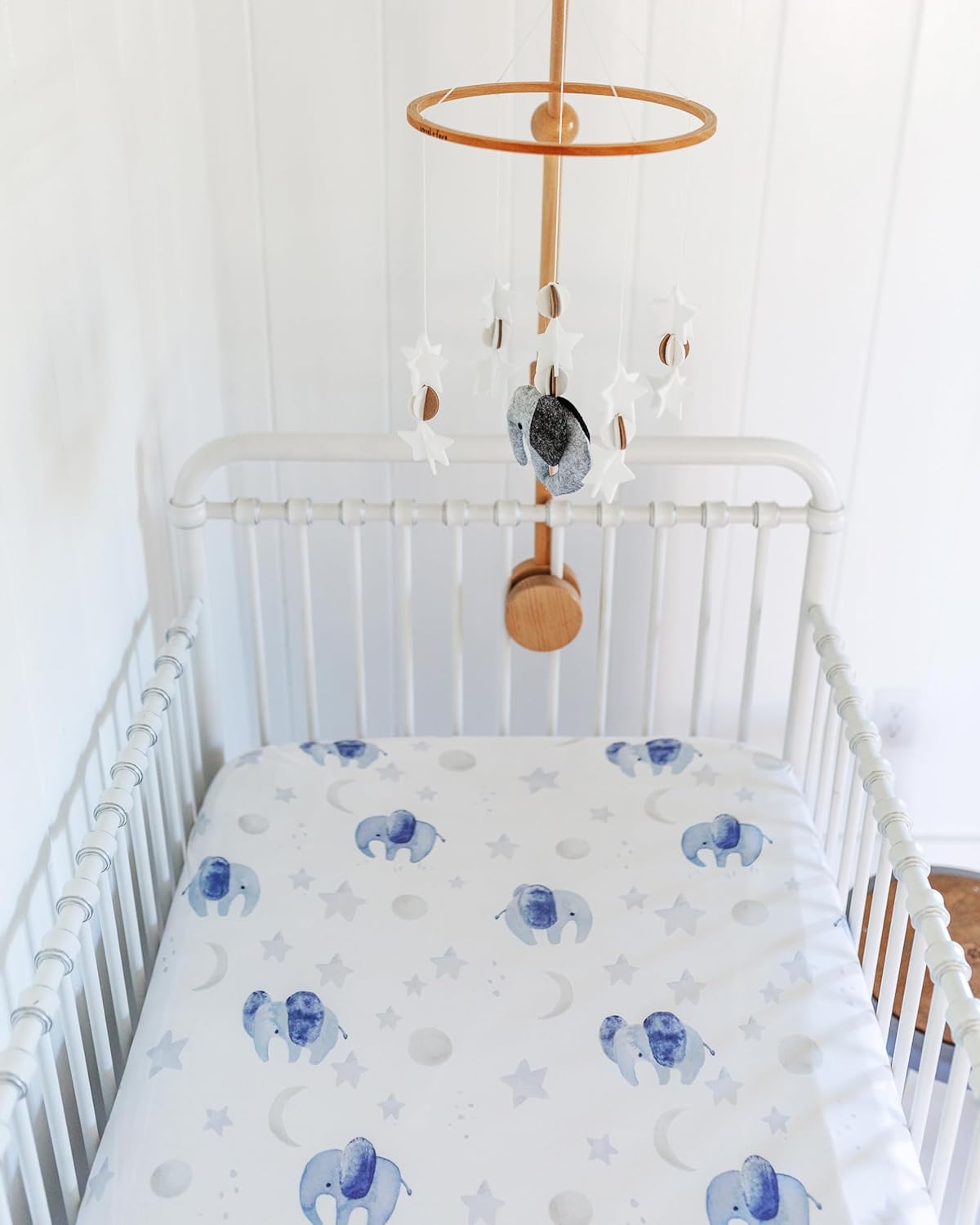 Crib Sheets Neutral - Fitted Baby Crib Sheets Bed for Girl Boy - 2 Pack Standard & Toddler Mattress (Watercolor Elephants) - Buttery Soft Organic Cotton Blend