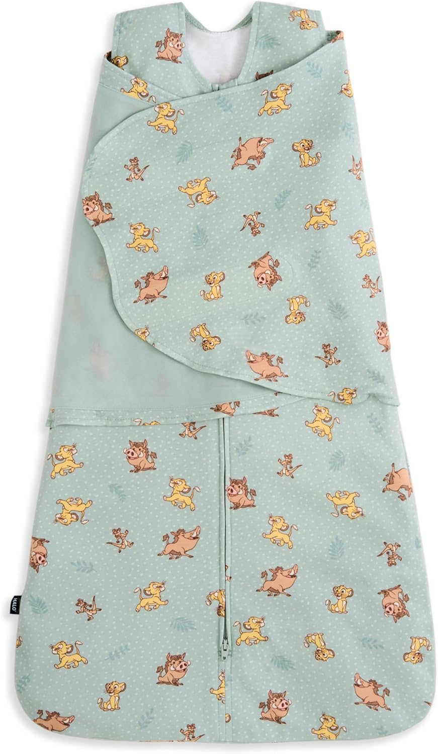 HALO 100% Cotton Sleepsack Swaddle, 3-Way Adjustable Wearable Blanket, Small, TOG 1.5, Lion King Friends