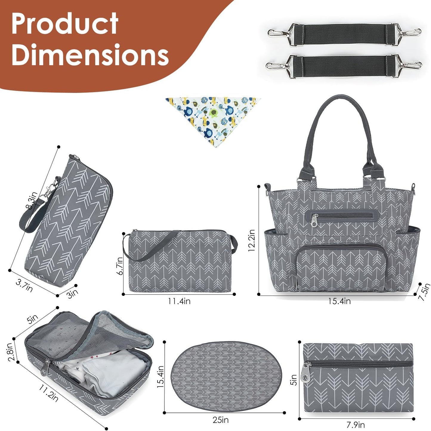 5PCS Baby Diaper Bag Set, Large Baby Doll Diaper Backpack