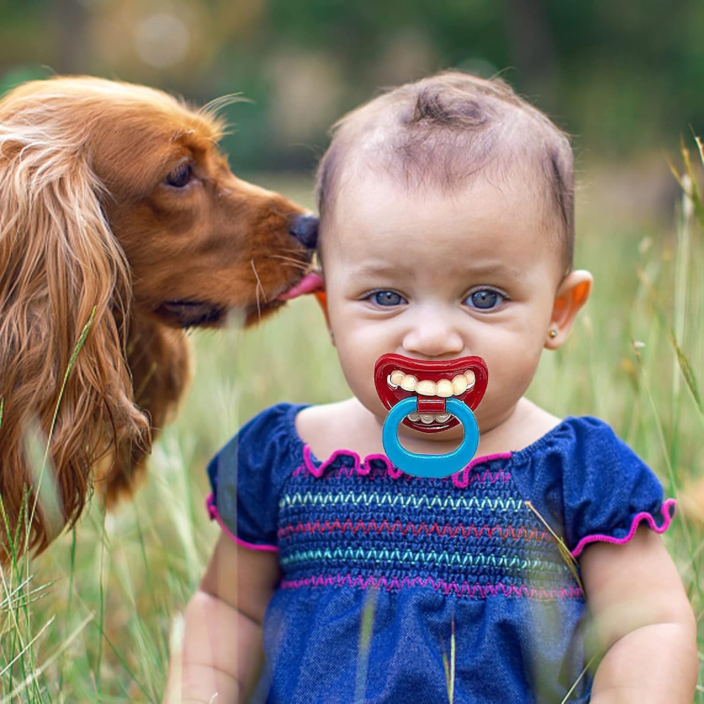 6PCs Funny Pacifier Infant Pacifier Cute Kissable Lips and Gentleman Mustache Teeth Pacifier Soft Silicone Cute Pacifier Design with Kiss Lip for Babies and Toddlers Shower Gift Unisex-BPA Free